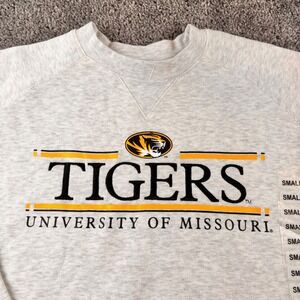 Vtg University of Missouri Mizzou Embroidered Sweatshirt Mens S Heather Gray NOS